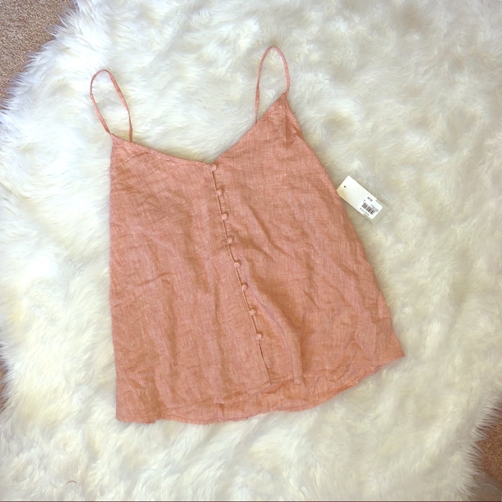 BP Pink Button Up Spaghetti Strap Tank Top - M